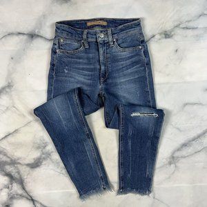 Joes Jeans The Charlie High Rise Skinny Crop Jeans Size 24 Fray Hem Neelam Wash
